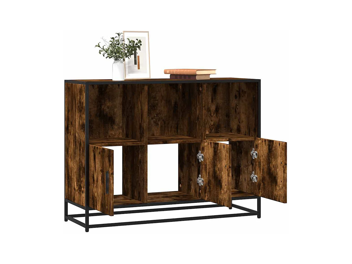 Aparador madera contrachapada color roble ahumado 100x35x76 cm