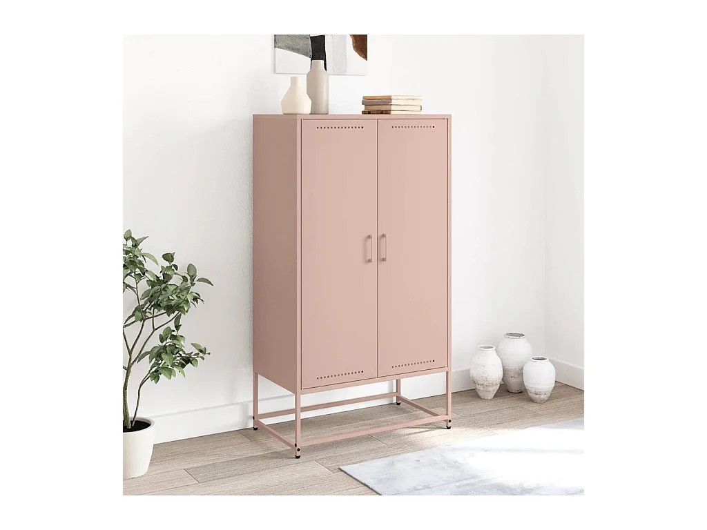 Buffet haut rose 68,5x38,5x123,5 cm acier
