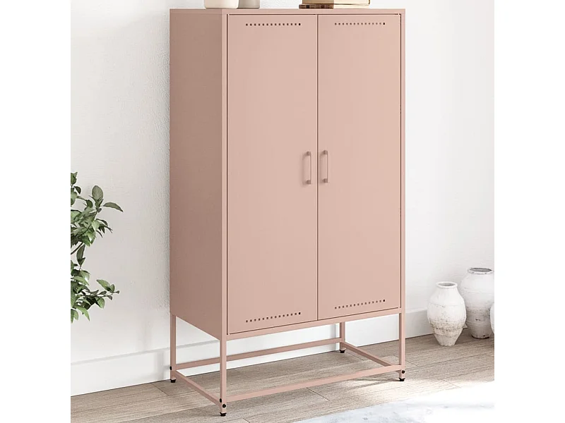 Buffet haut rose 68,5x38,5x123,5 cm acier