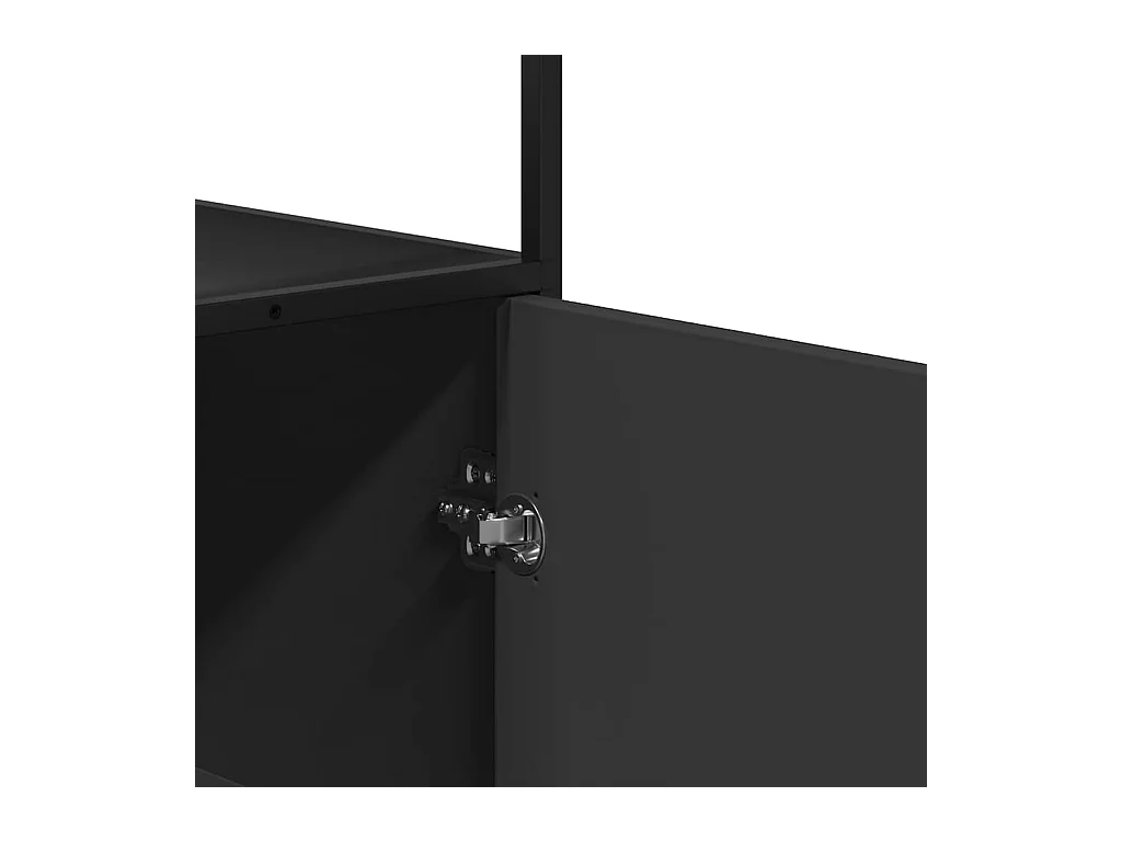 Buffet haut noir 35,5x35x139 cm bois d'ingénierie et métal