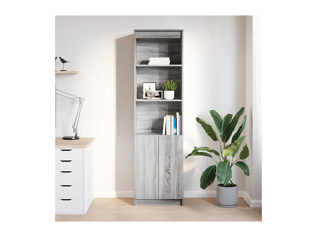 Buffet haut sonoma gris 50x35x180 cm bois d'ingénierie