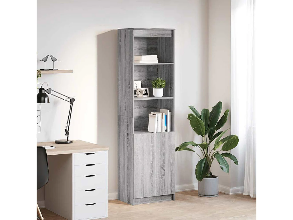 Buffet haut sonoma gris 50x35x180 cm bois d'ingénierie