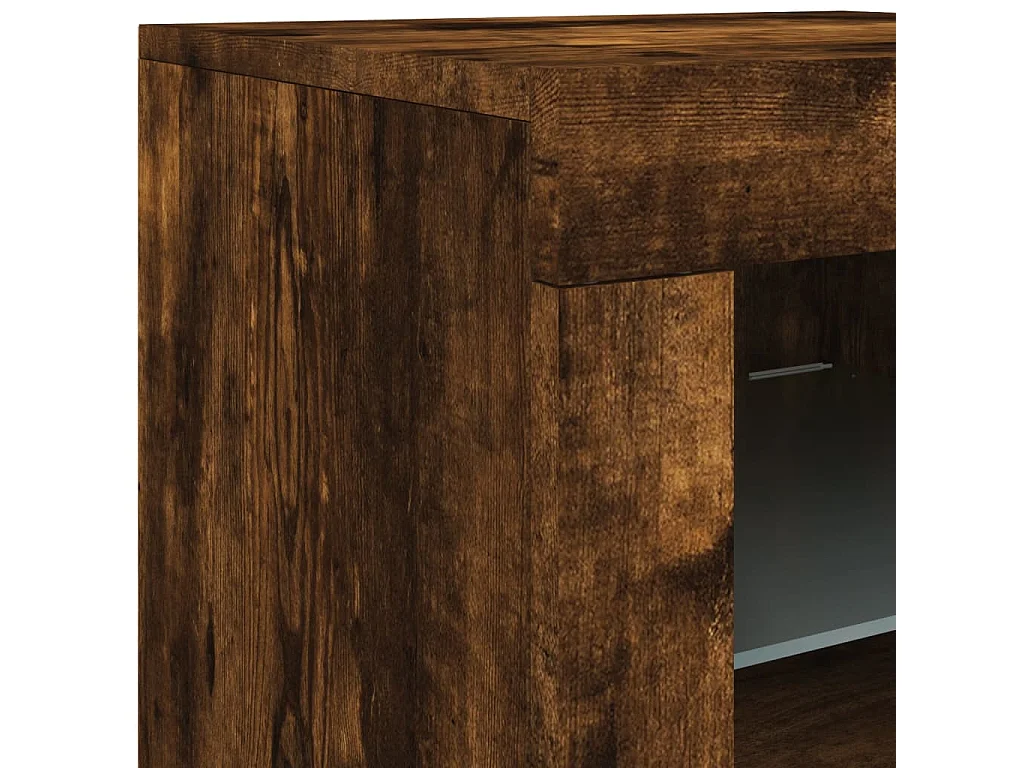 Buffet avec lumières LED chêne fumé 181,5x37x67 cm