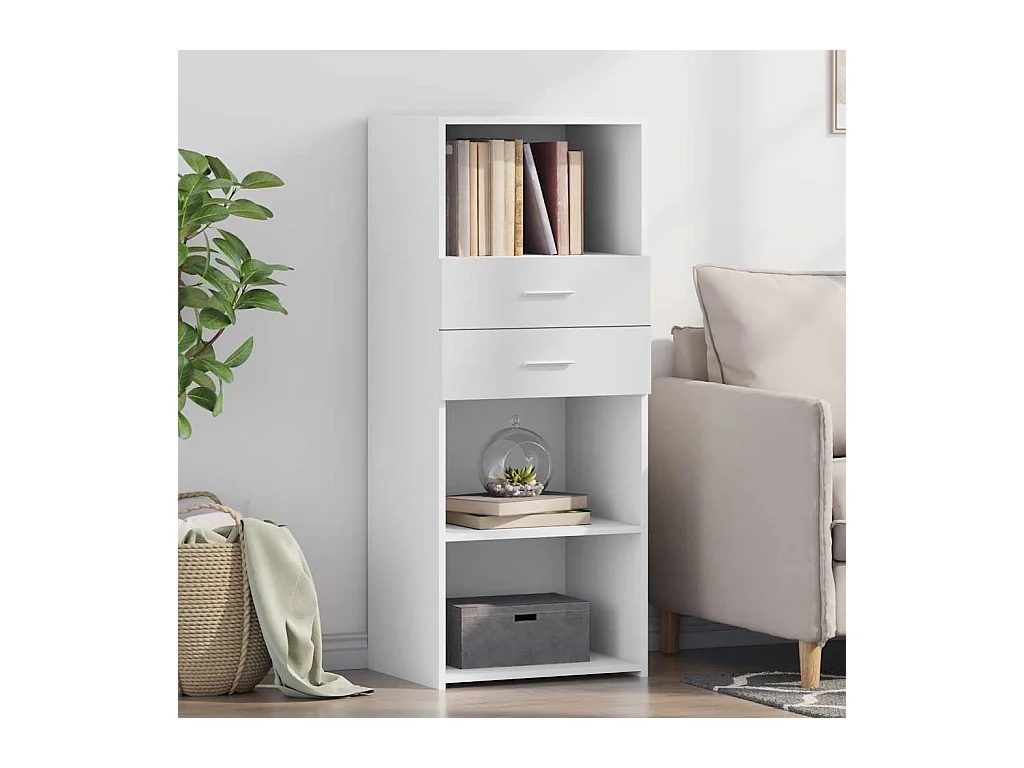 Buffet haut blanc 50x42,5x124 cm bois d'ingénierie