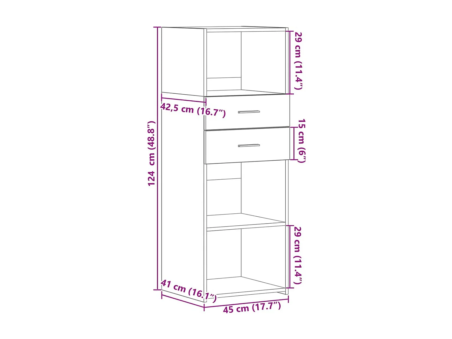 Buffet haut sonoma gris 45x42,5x124 cm bois d'ingénierie