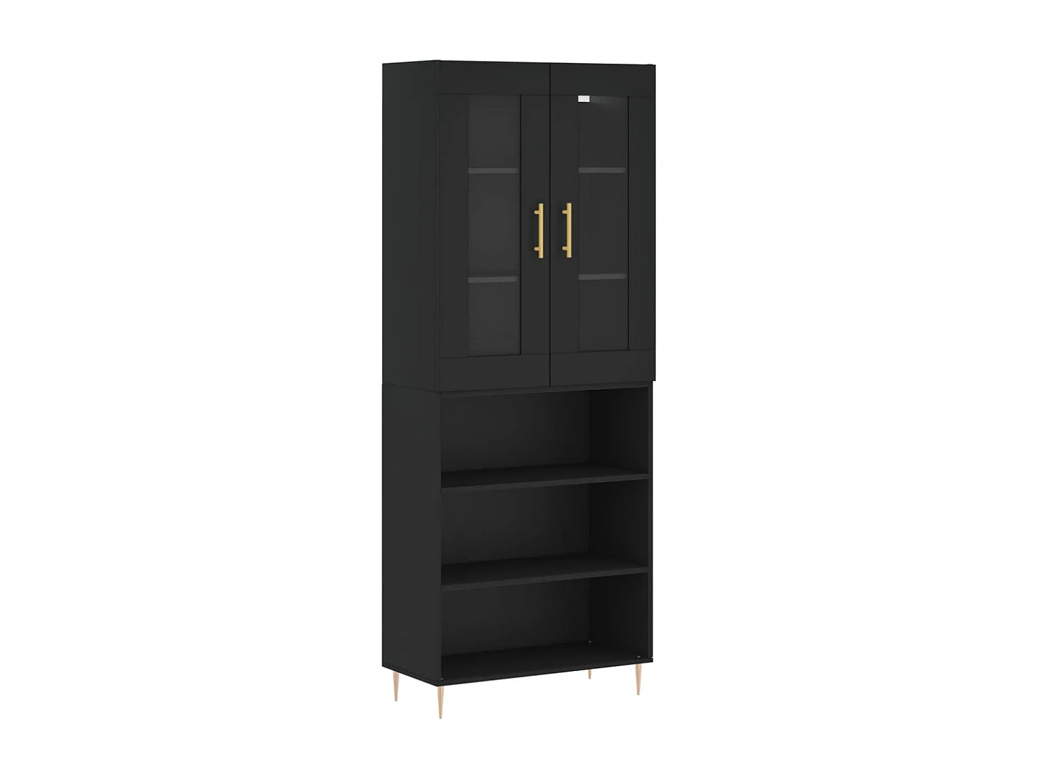Buffet haut Noir 69,5x34x180 cm Bois d'ingénierie