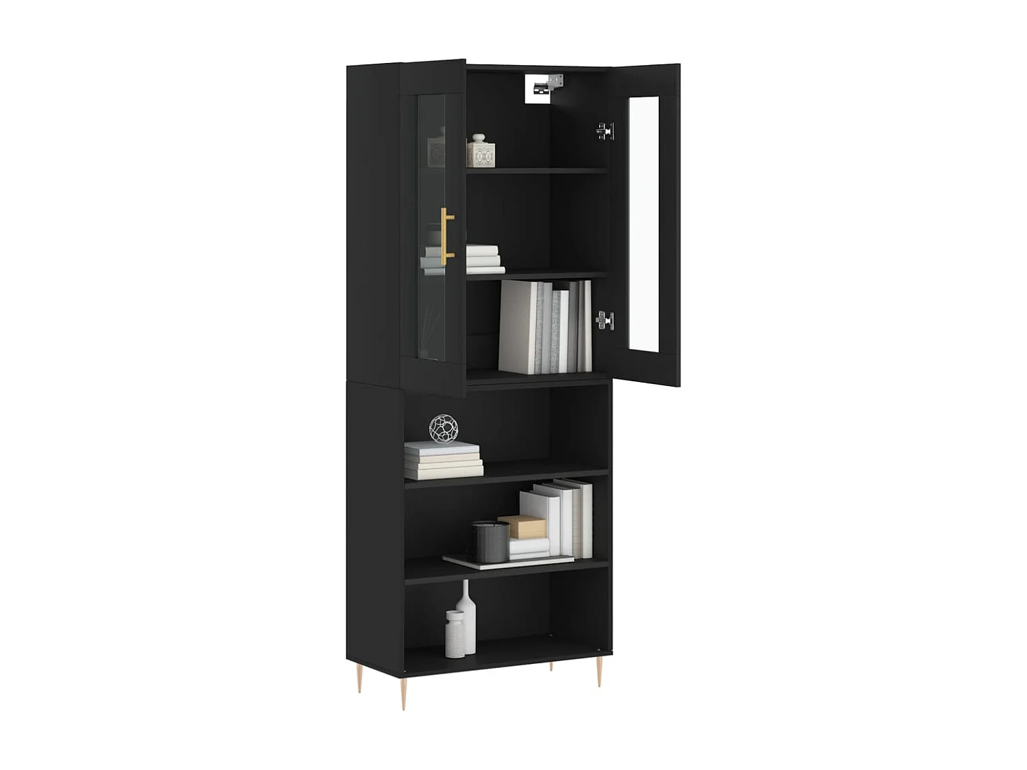 Buffet haut Noir 69,5x34x180 cm Bois d'ingénierie