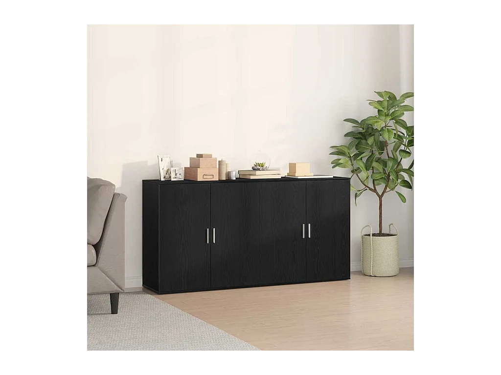 Buffets 2 pièces Chêne noir 79 x 38 x 80 cm Bois d'ingénierie