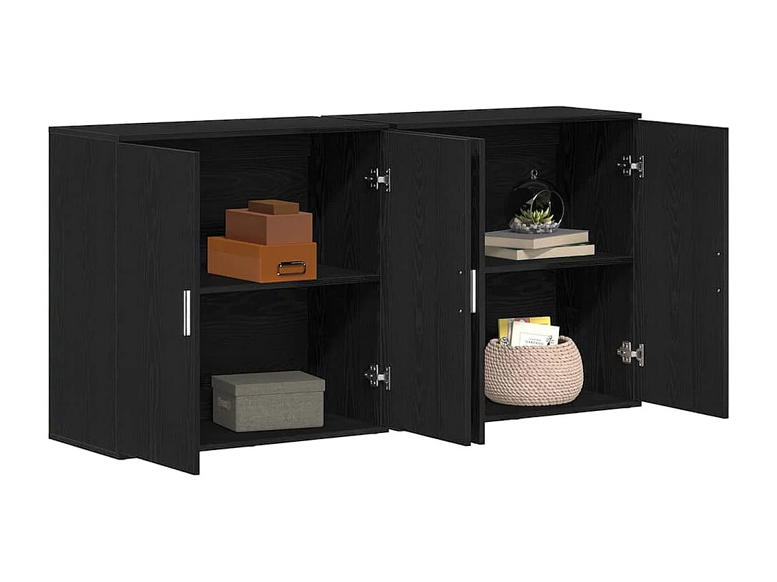 Buffets 2 pièces Chêne noir 79 x 38 x 80 cm Bois d'ingénierie