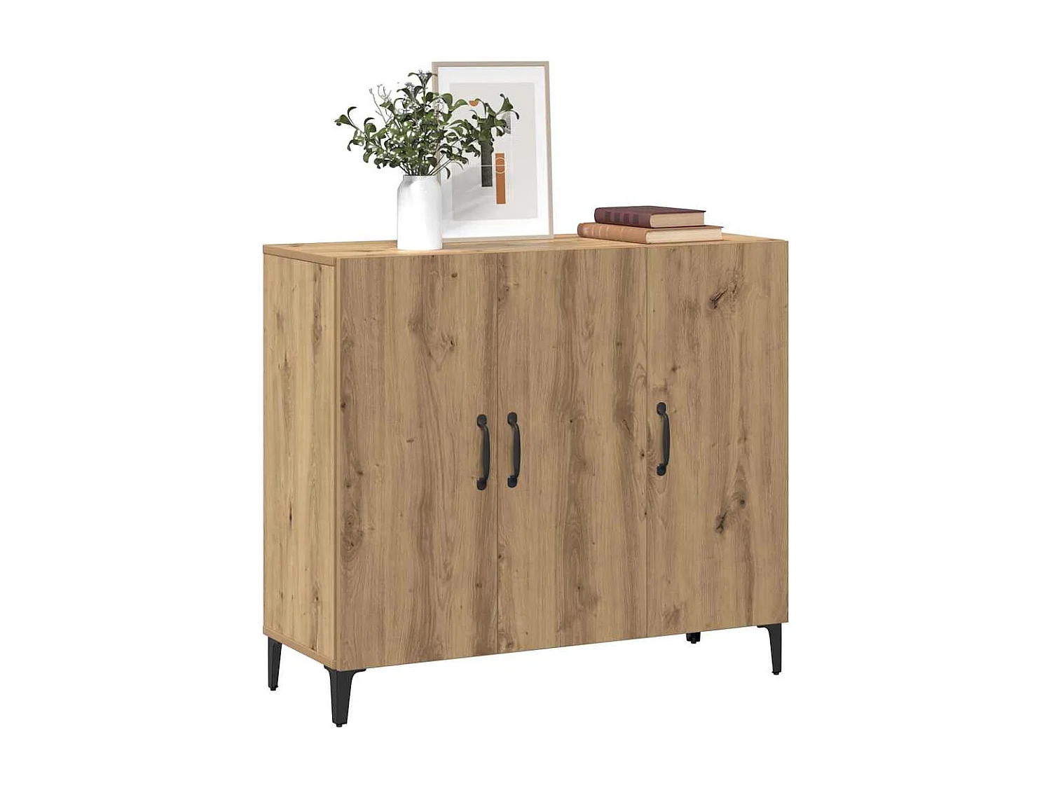 Aparador de madera de ingeniería roble artisan 90x34x80 cm