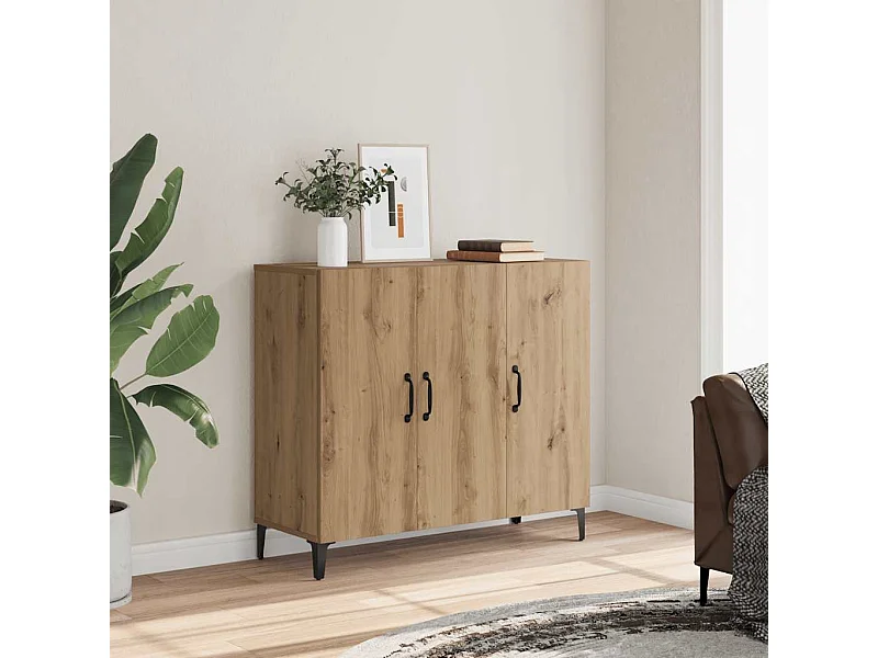 Aparador de madera de ingeniería roble artisan 90x34x80 cm