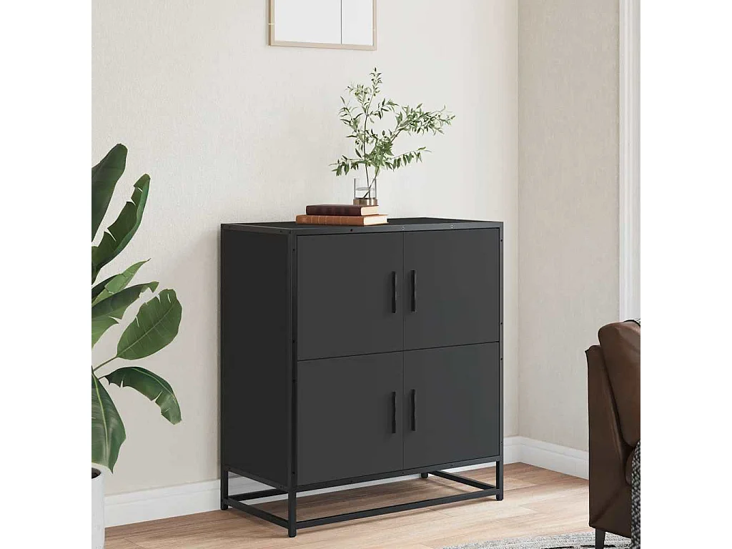 Buffet noir 68x35x76 cm bois d'ingénierie