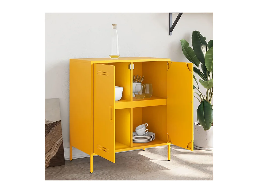 Buffet jaune moutarde 68x39x79 cm acier