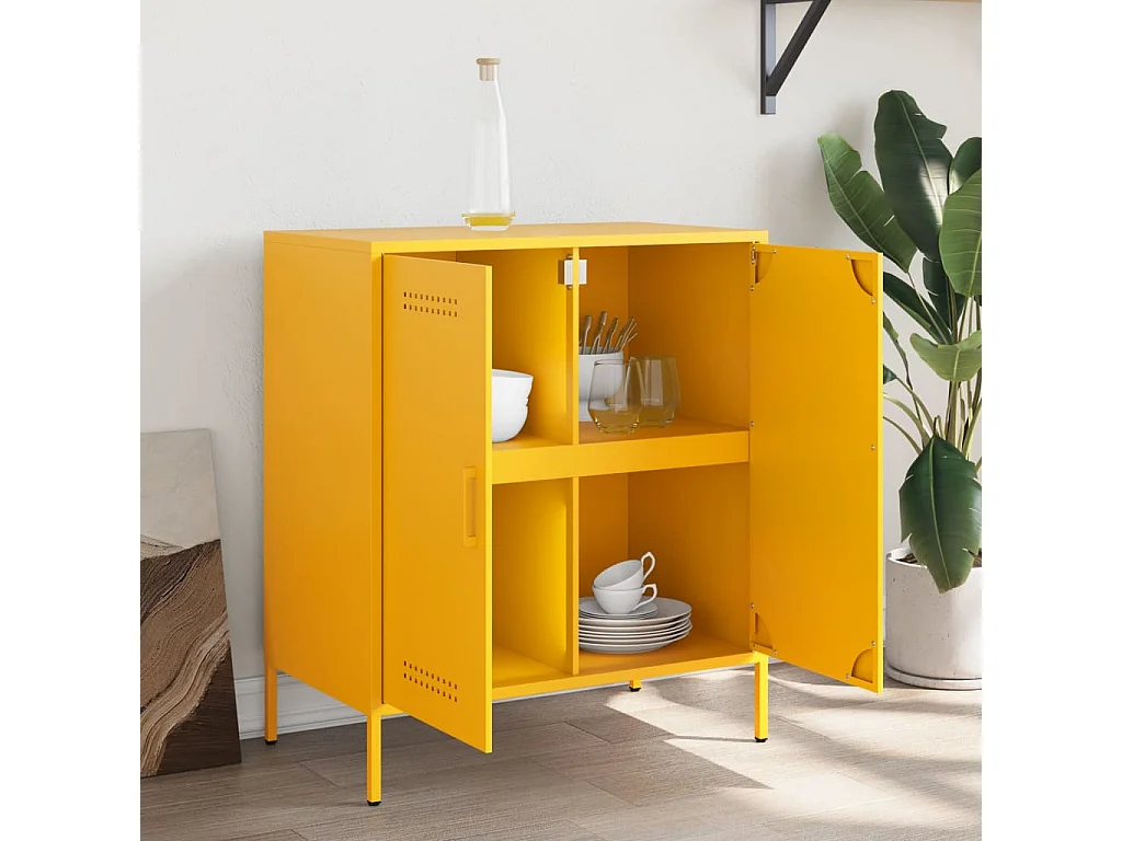Buffet jaune moutarde 68x39x79 cm acier