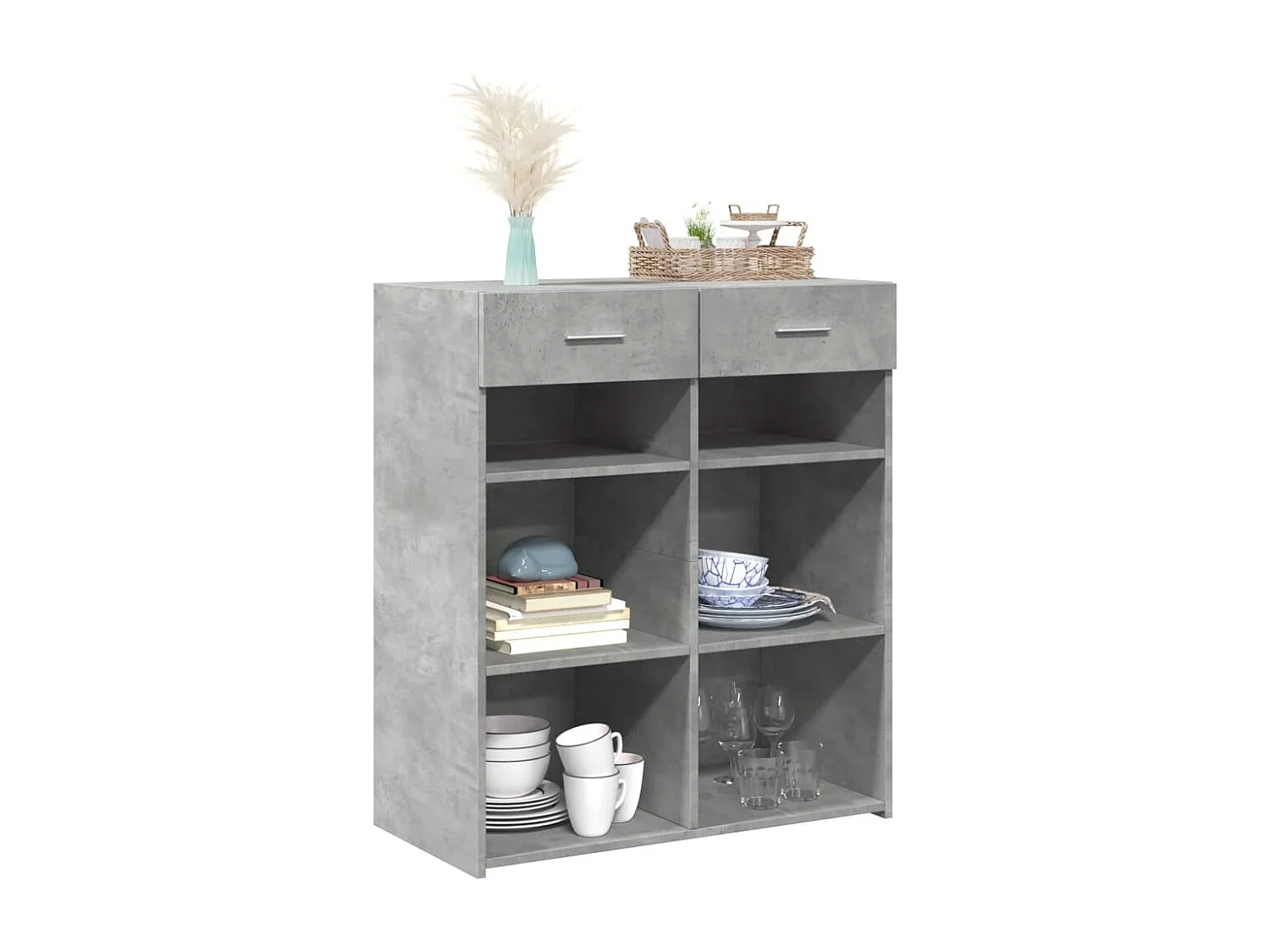 Buffet gris béton 80x42,5x93 cm bois d'ingénierie