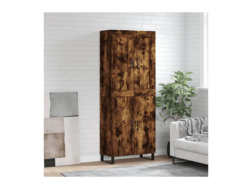 Aparador alto madera contrachapada roble ahumado 69,5x34x180 cm