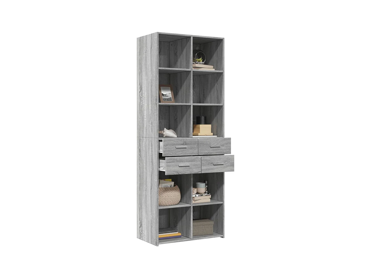 Buffet haut sonoma gris 70x42,5x185 cm bois d'ingénierie
