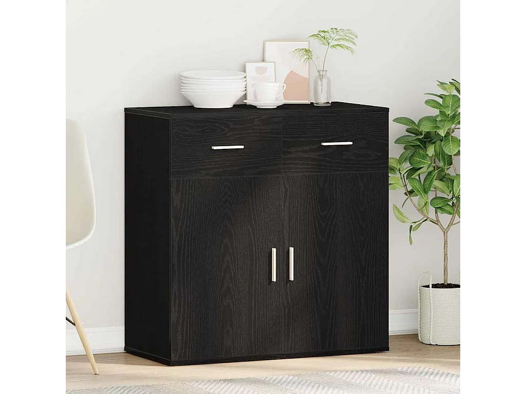 Buffet avec tiroir Chêne noir 79 x 38 x 80 cm Bois d'ingénierie