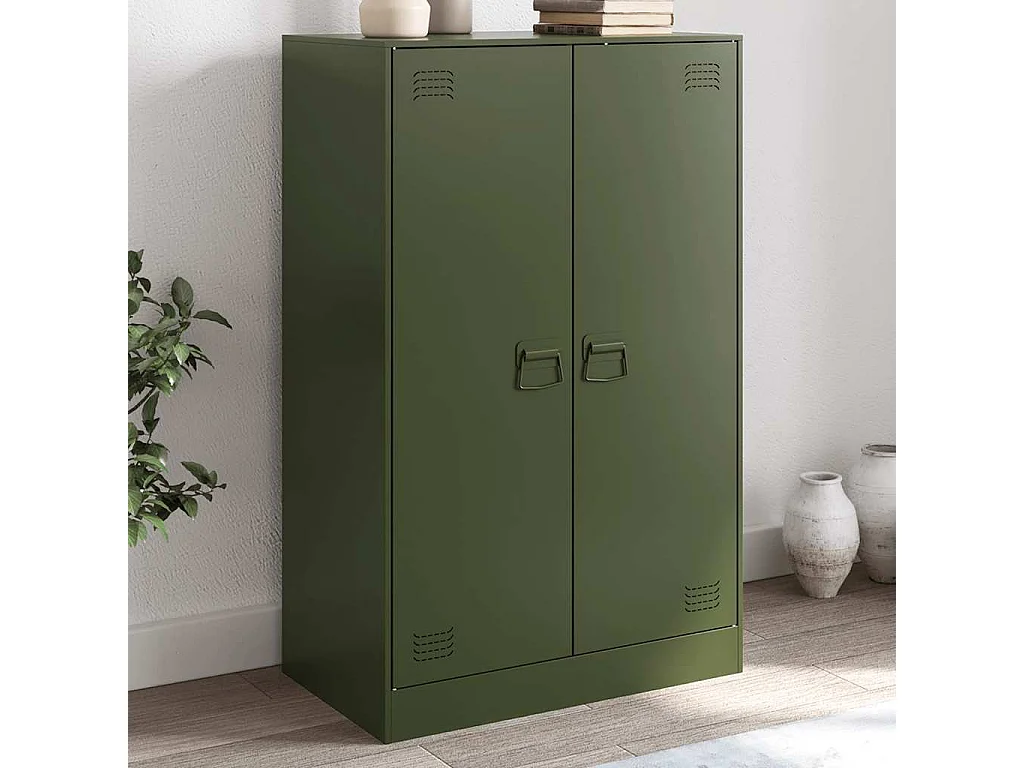 Buffet vert olive 67x39x107 cm acier