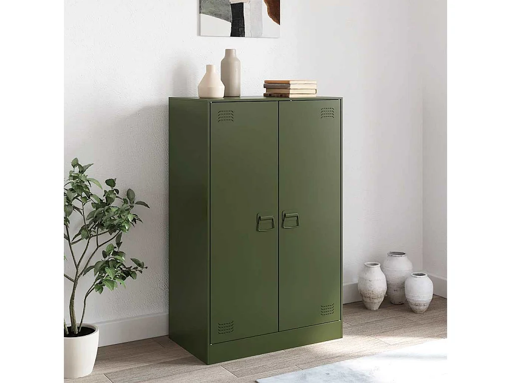 Buffet vert olive 67x39x107 cm acier