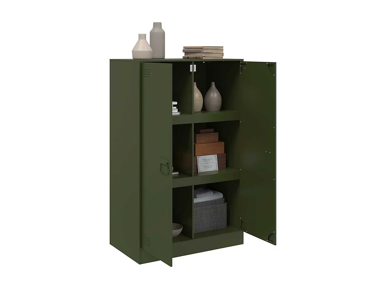 Buffet vert olive 67x39x107 cm acier