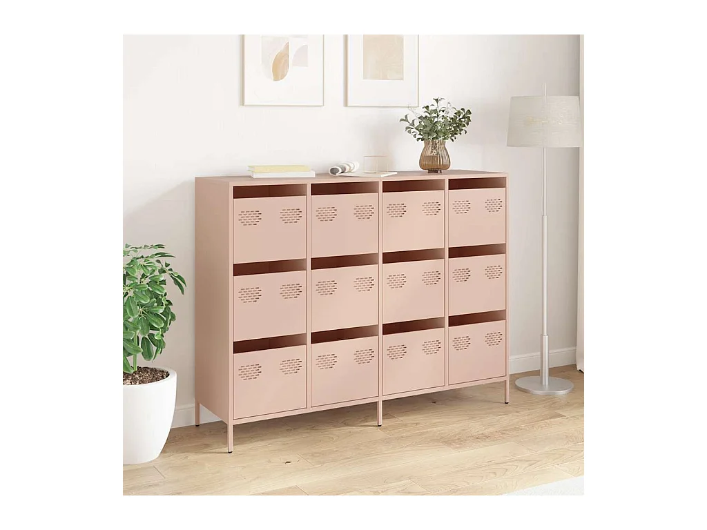 Buffet rose 135x39x103,5 cm acier laminé à froid