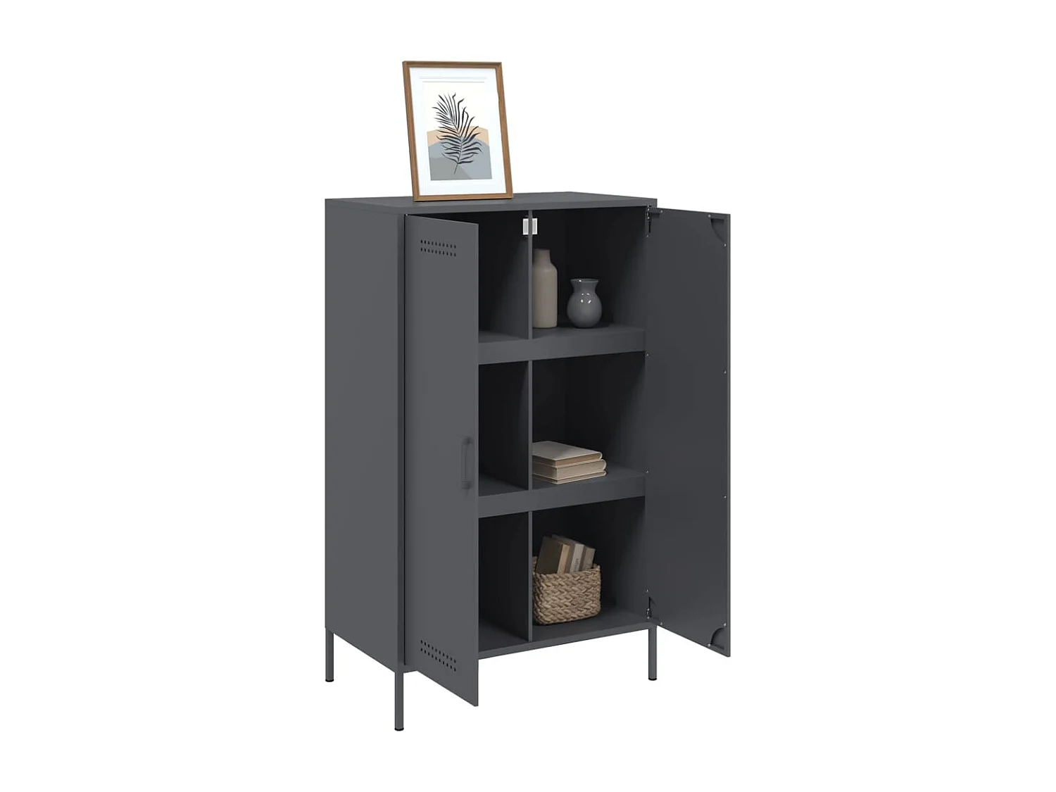 Buffet haut anthracite 68x39x113 cm acier