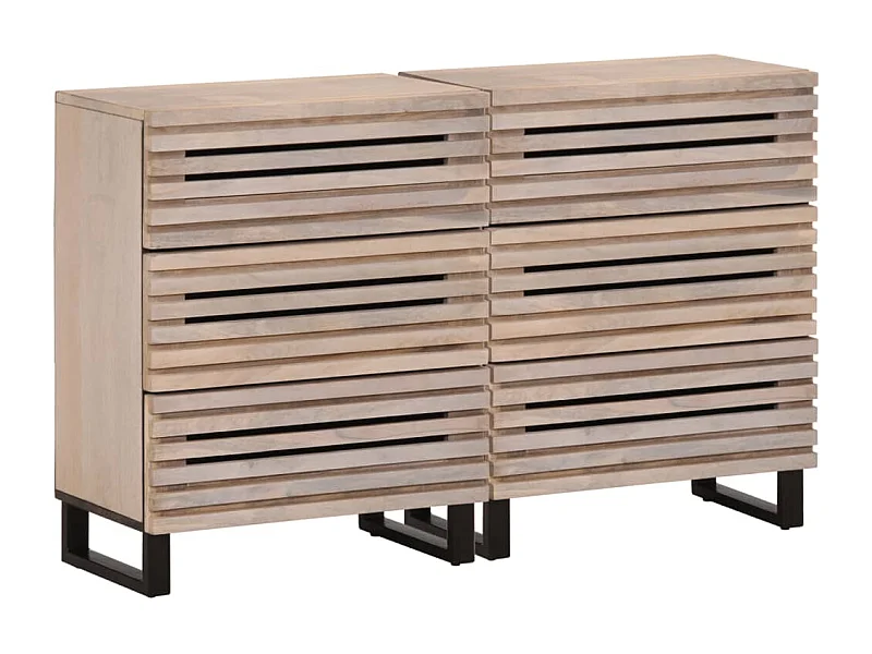 Buffets 2 pièces 60x34x75 cm bois massif de manguier