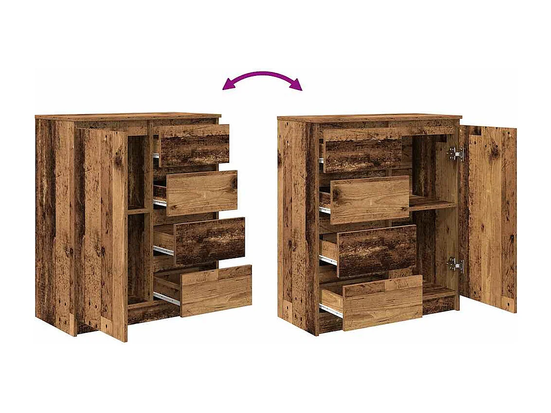 Buffet avec tiroirs vieux bois 71x35x84 cm bois d'ingénierie