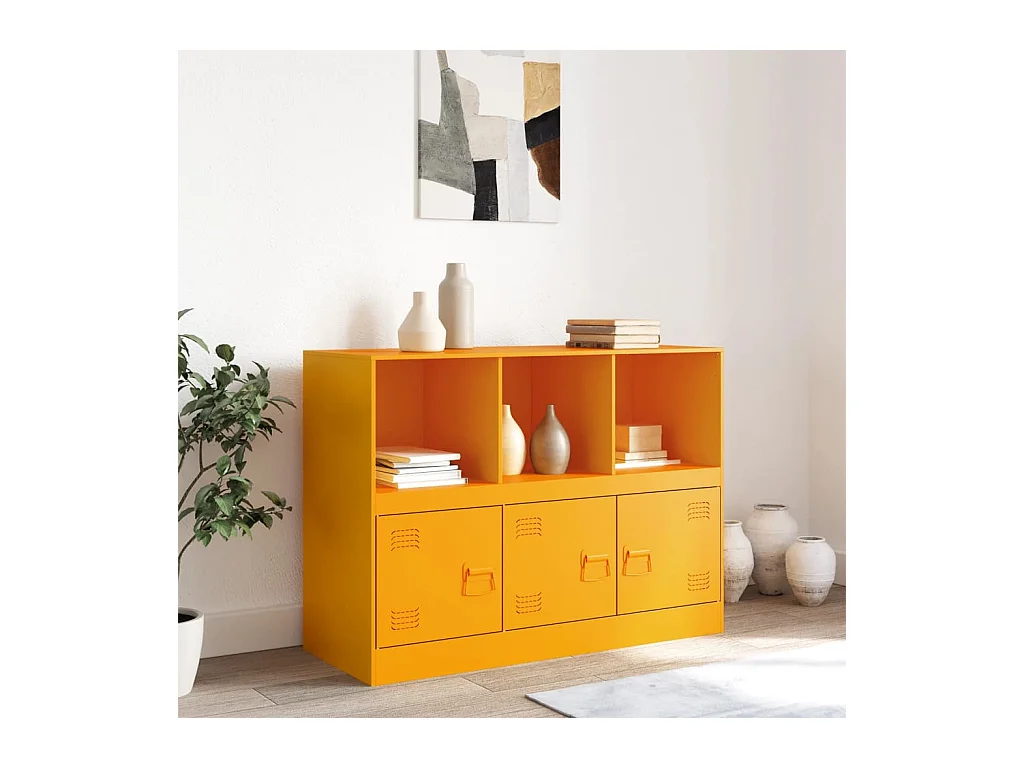 Buffet jaune moutarde 99x39x73 cm acier