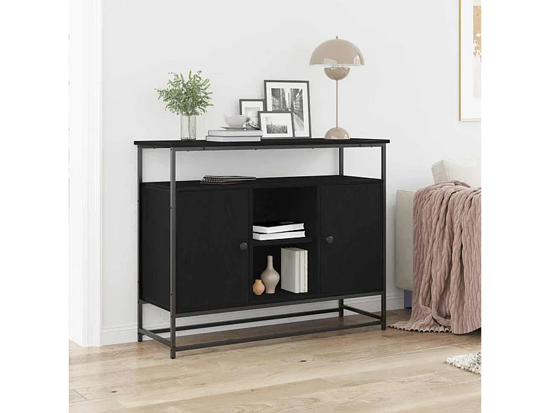 Buffet Chêne noir 100 x 35 x 80 cm Bois d'ingénierie