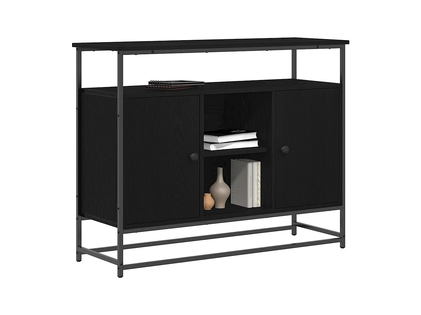 Buffet Chêne noir 100 x 35 x 80 cm Bois d'ingénierie