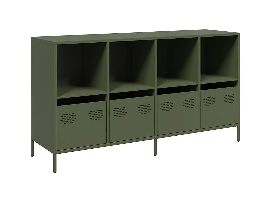 Buffet vert olive 135x39x73,5 cm acier laminé à froid