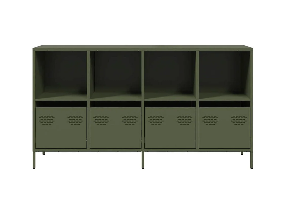 Buffet vert olive 135x39x73,5 cm acier laminé à froid