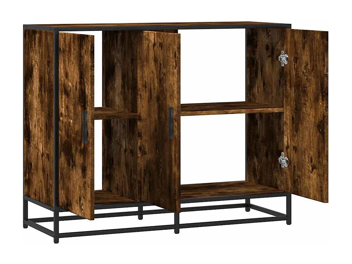 Buffet chêne fumé 94x35x76 cm bois d'ingénierie