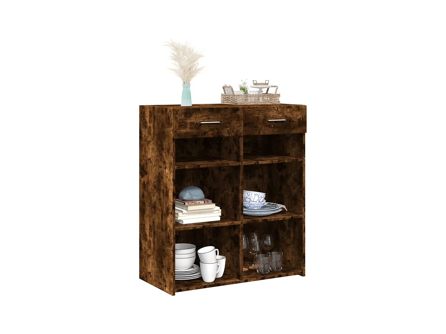 Buffet chêne fumé 80x42,5x93 cm bois d'ingénierie