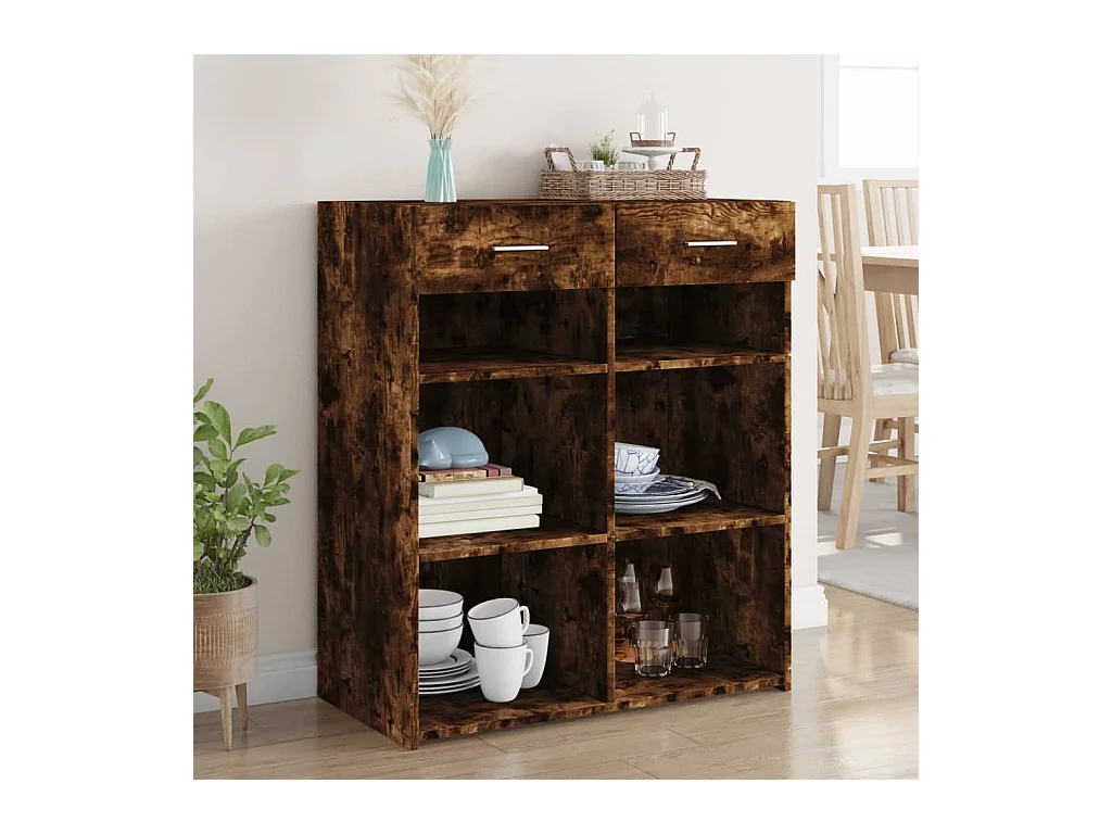 Buffet chêne fumé 80x42,5x93 cm bois d'ingénierie