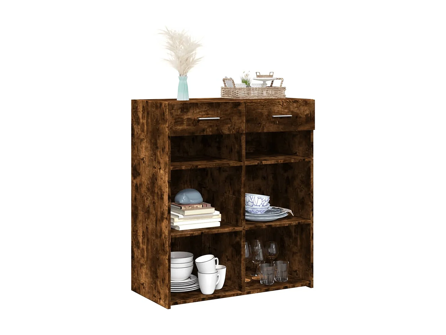 Buffet chêne fumé 80x42,5x93 cm bois d'ingénierie