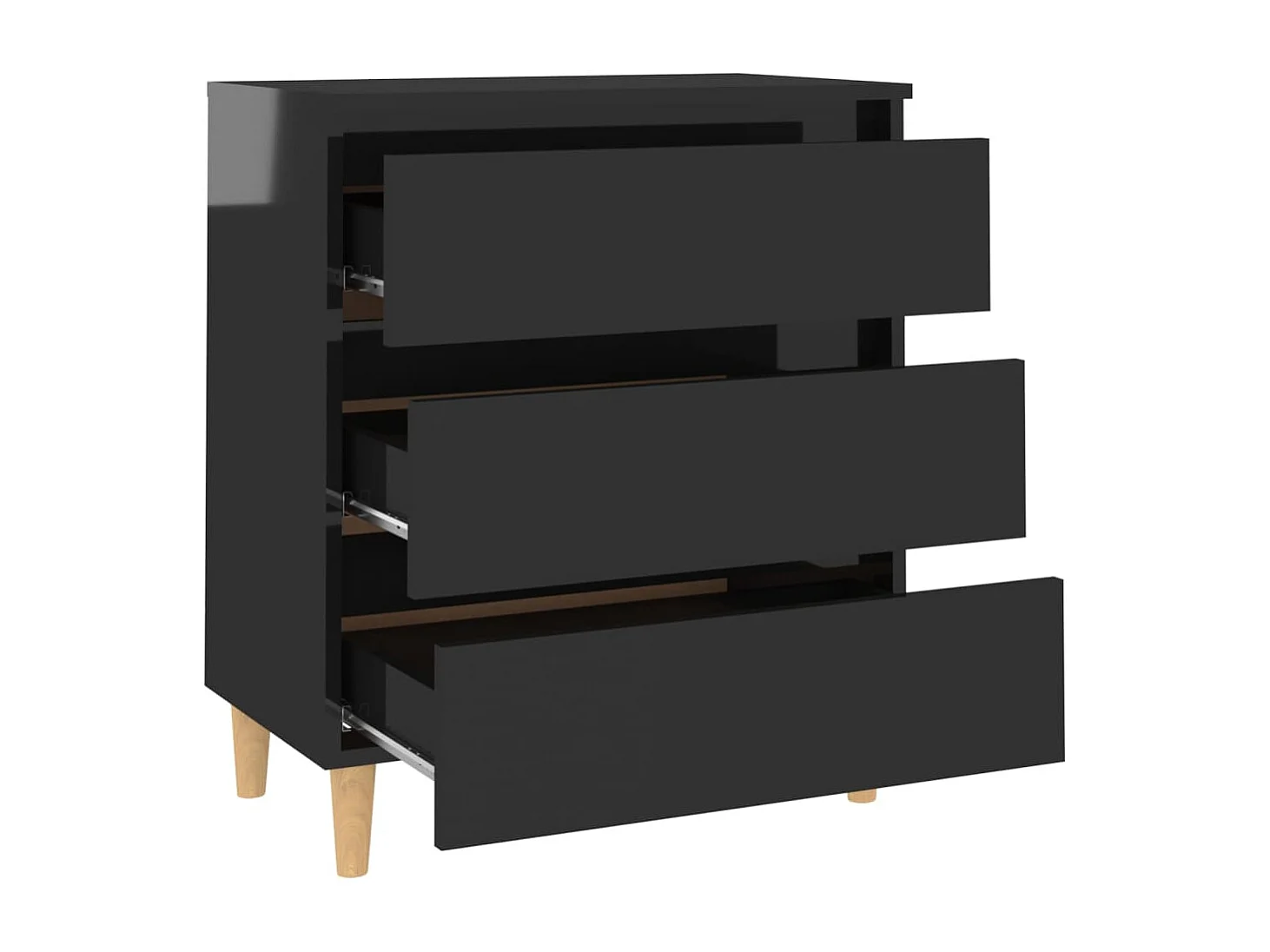 Buffet Noir brillant 60x35x69 cm Bois d’ingénierie