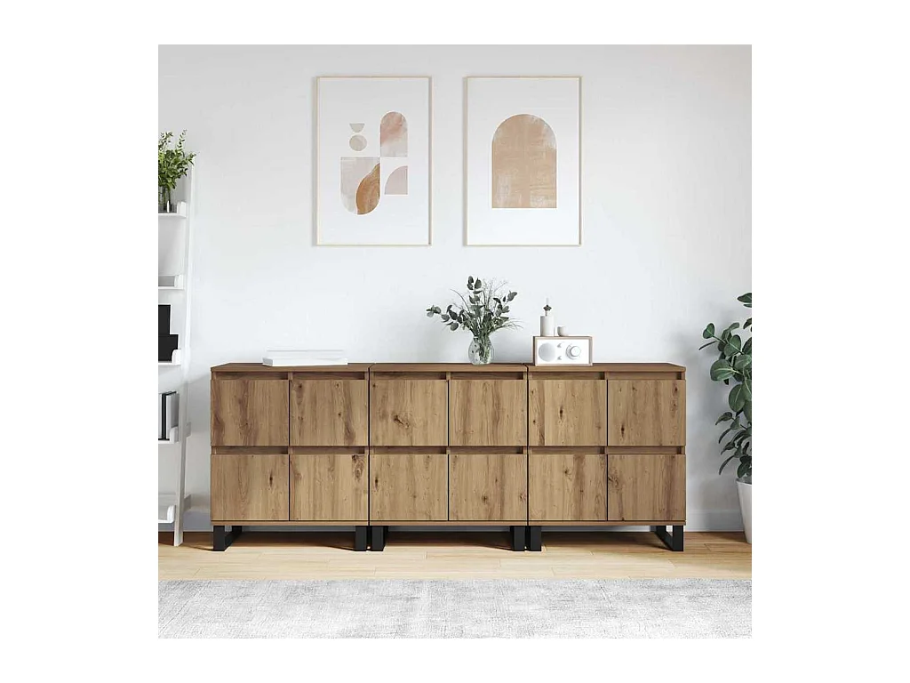 Buffets 3 pièces chêne artisanal 180 x 35 x 70 cm