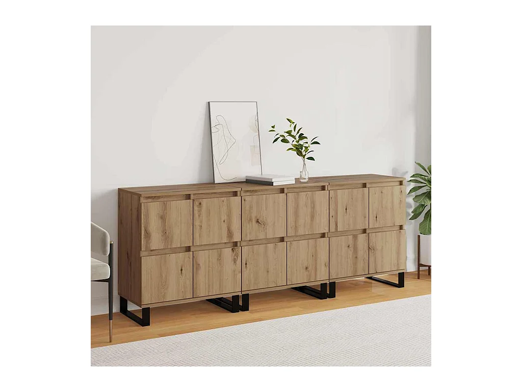 Buffets 3 pièces chêne artisanal 180 x 35 x 70 cm