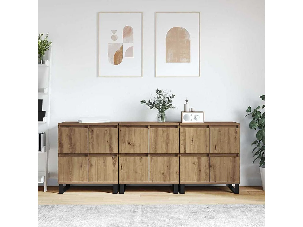 Buffets 3 pièces chêne artisanal 180 x 35 x 70 cm