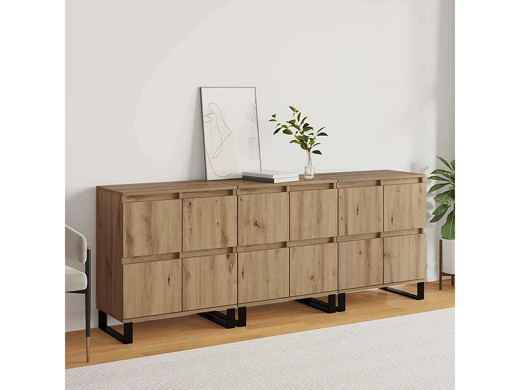 Buffets 3 pièces chêne artisanal 180 x 35 x 70 cm