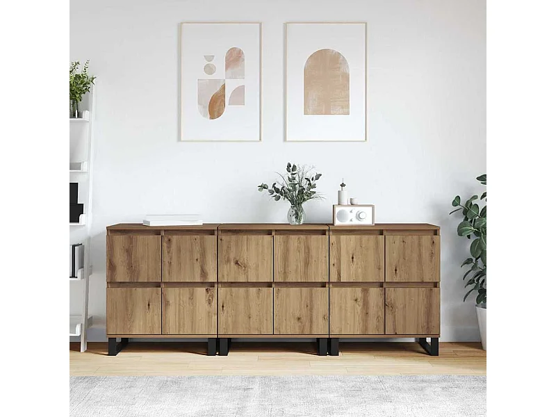 Tableros Lateral 3 piezas Roble artisan 180 x 35 x 70 cm