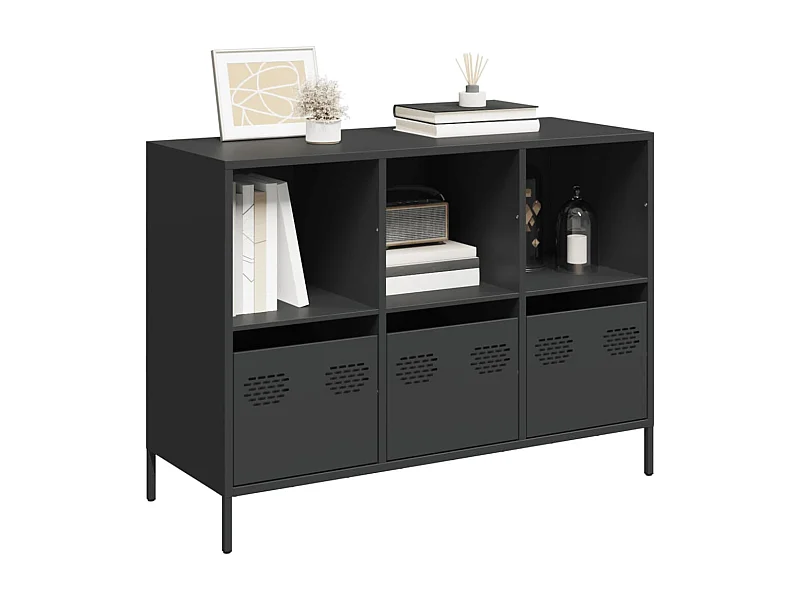 Buffet noir 101,5x39x73,5 cm acier laminé à froid