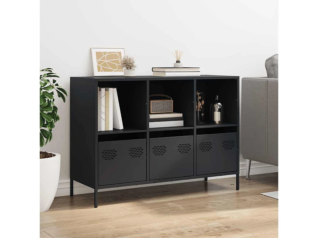 Buffet noir 101,5x39x73,5 cm acier laminé à froid