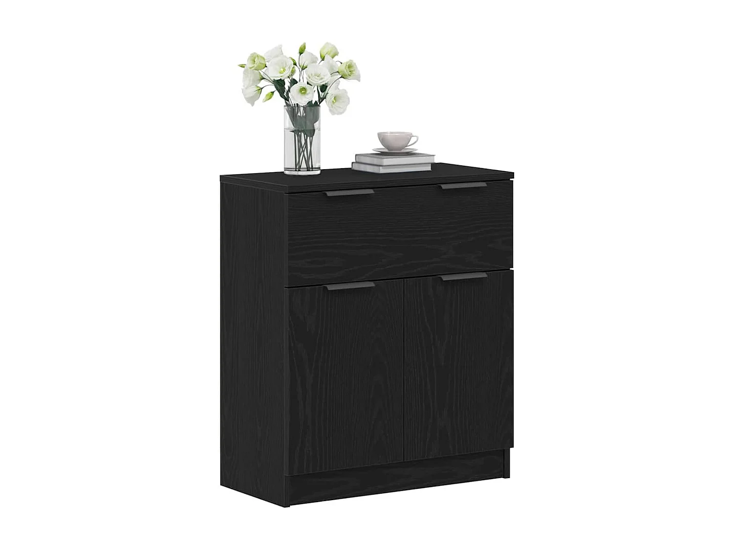 Vitrina con cajón Negro 60 x 30 x 70 cm Madera contrachapada