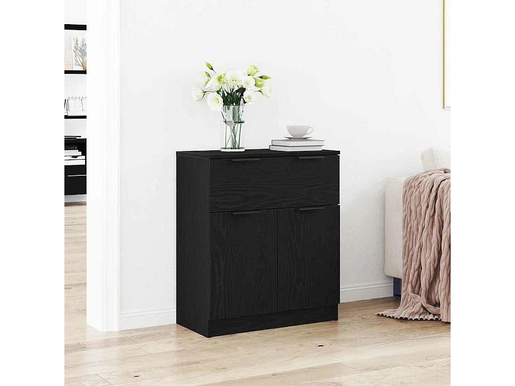 Buffet avec tiroir Noir 60 x 30 x 70 cm Bois d'ingénierie