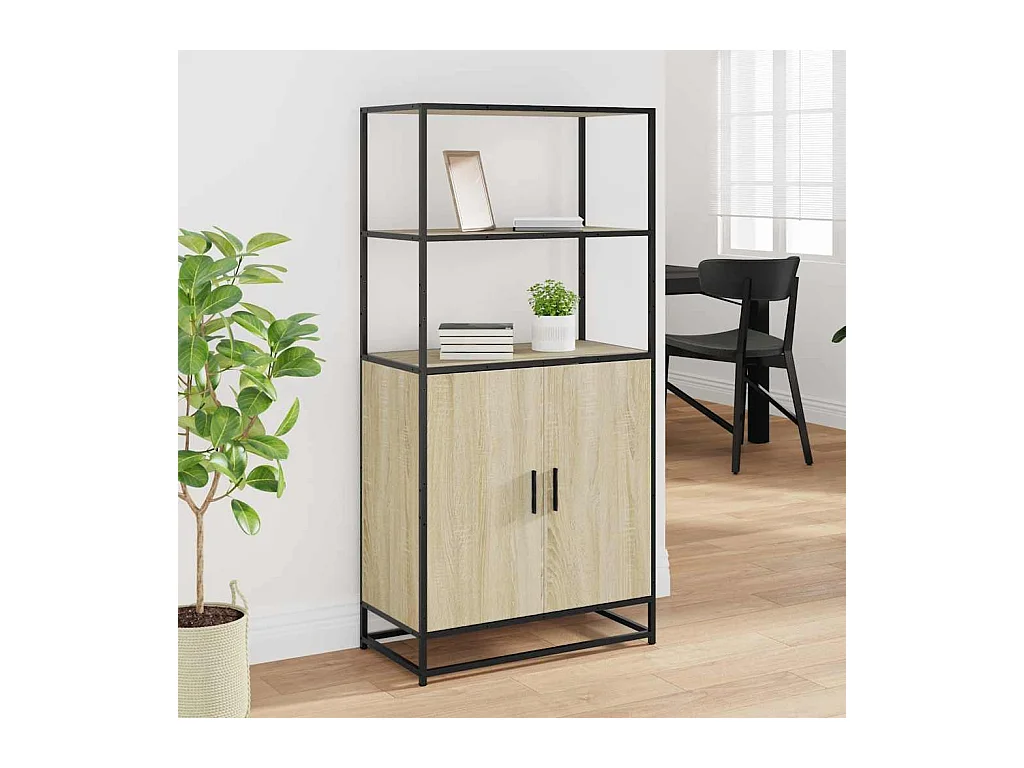 Buffet haut chêne sonoma 68x35x139 cm bois d'ingénierie métal