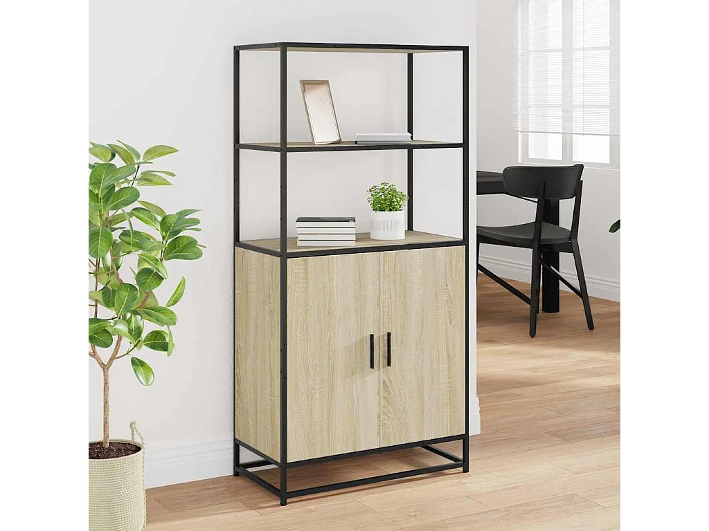 Buffet haut chêne sonoma 68x35x139 cm bois d'ingénierie métal